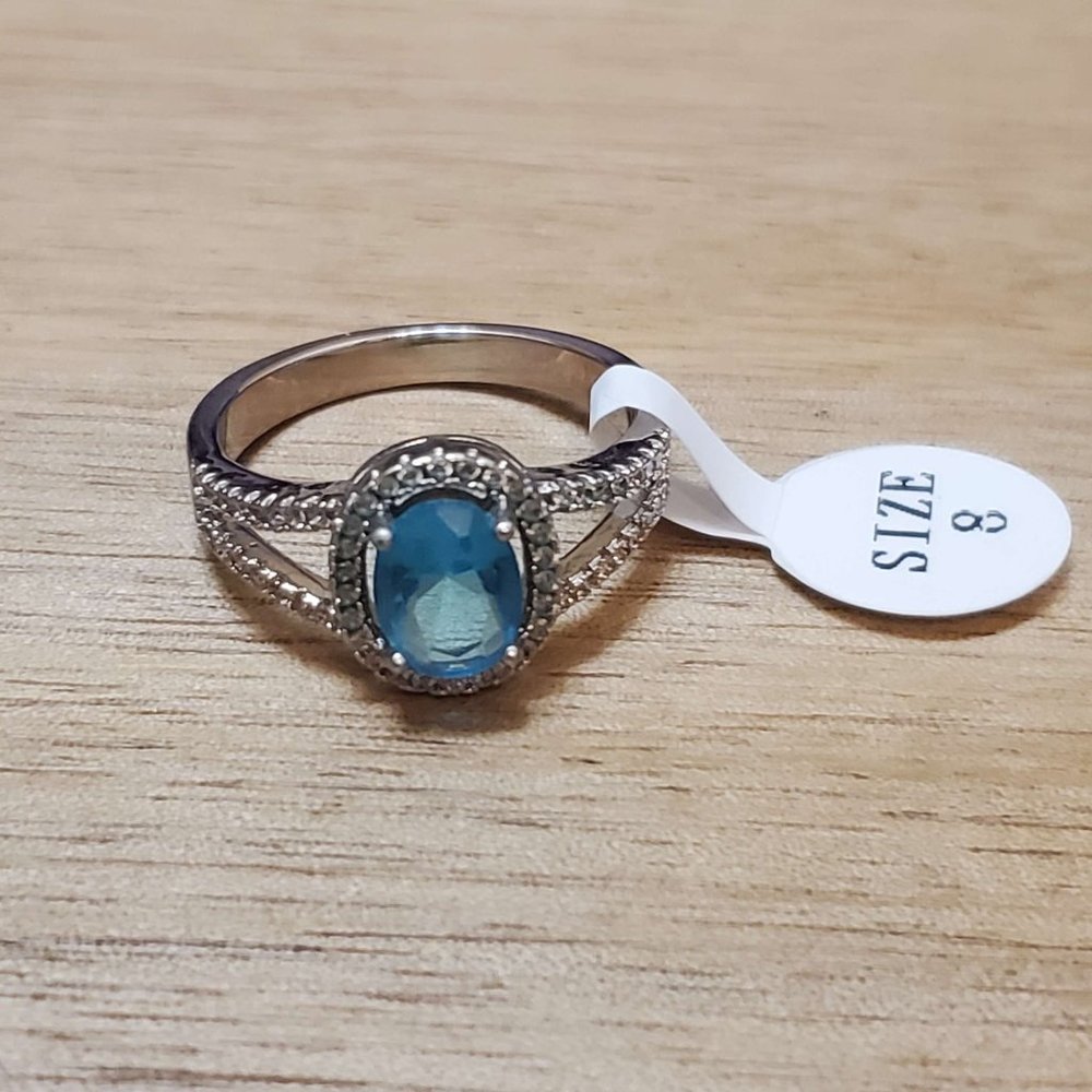 Fragrant Jewels Silver Ring with Blue Stone Size 8